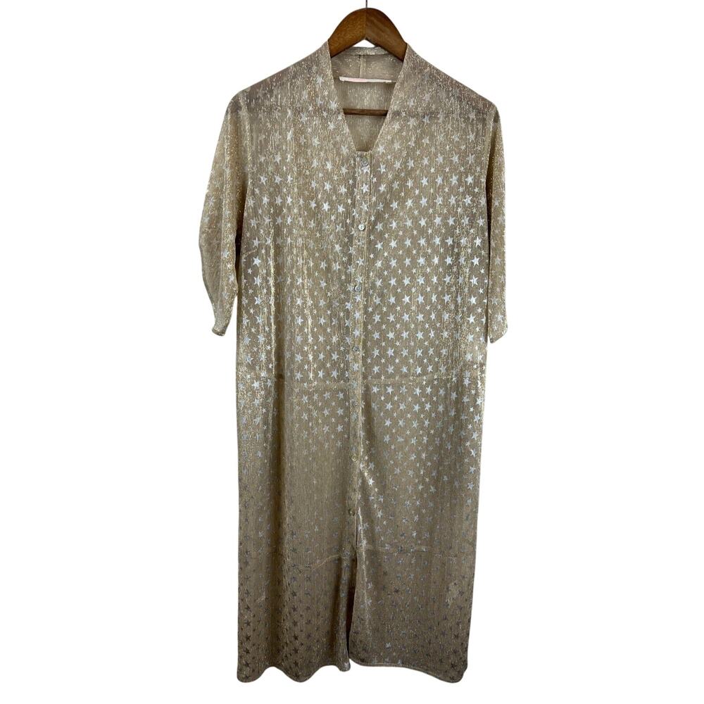 Coop Trelise Cooper Sheer Cardigan‎ S Star Gold Metallic Long Sleeve Shimmer